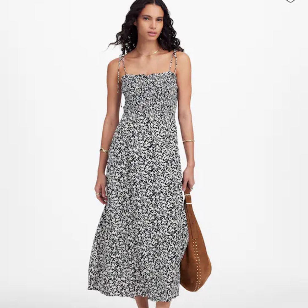 Madewell Tie Shoulder Floral Midi Dress